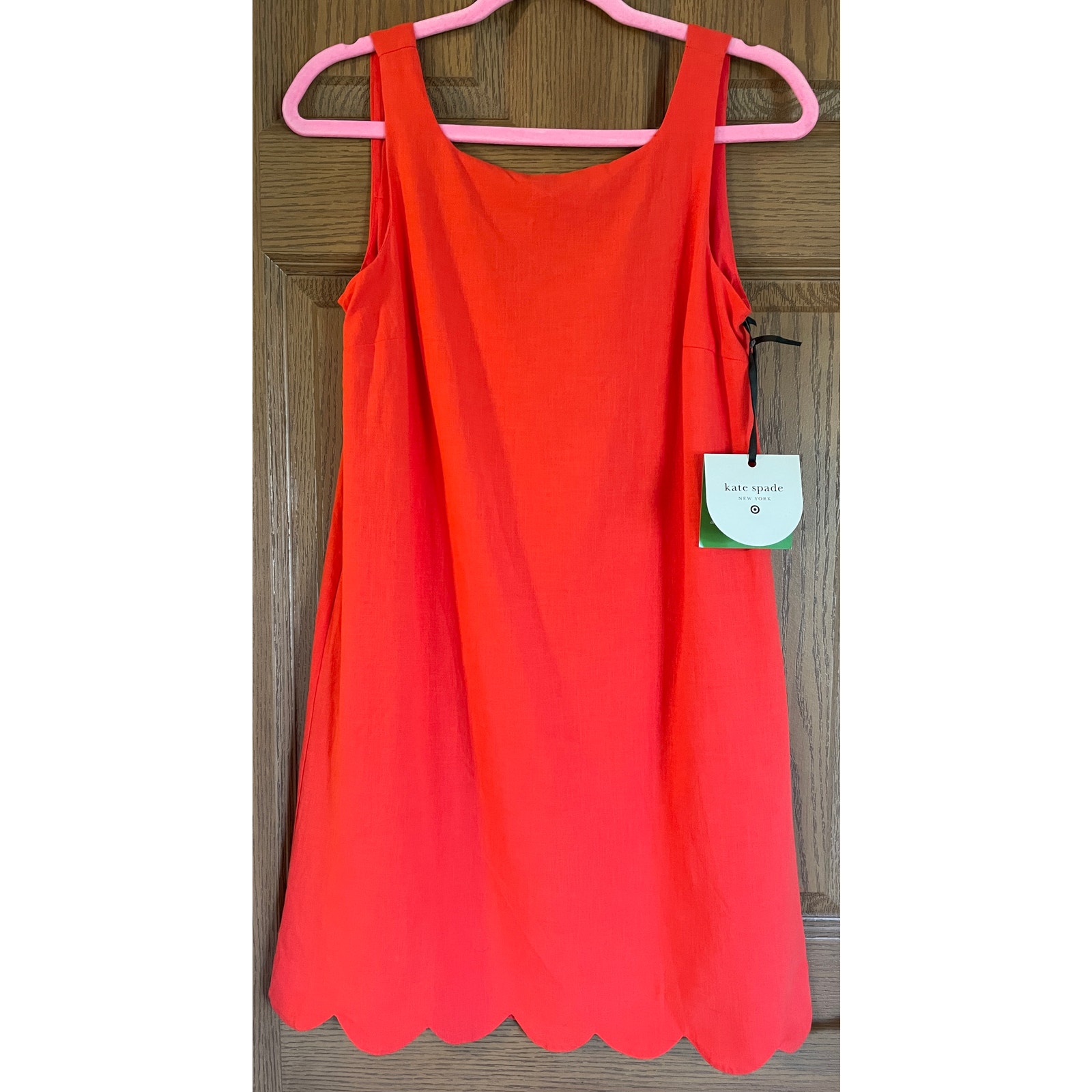 Kate Spade Size Xxs Sleeveless Scalloped Hem Burnt Orange Knee Length Dress